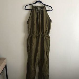 Army Green 100% Italian Linen Jumpsuit